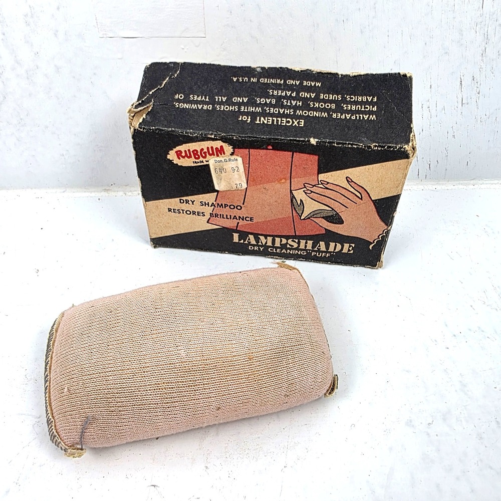 Vintage Rubgum Lampshade Dry Cleaning Puff - Dry‎ Shampoo - w/ Original Box